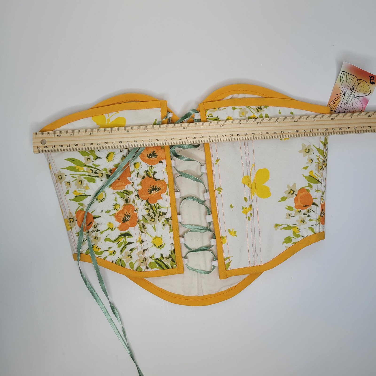 Handmade Upcycled Lace Up Bustier Corset Top S/M Vintage Floral NEW