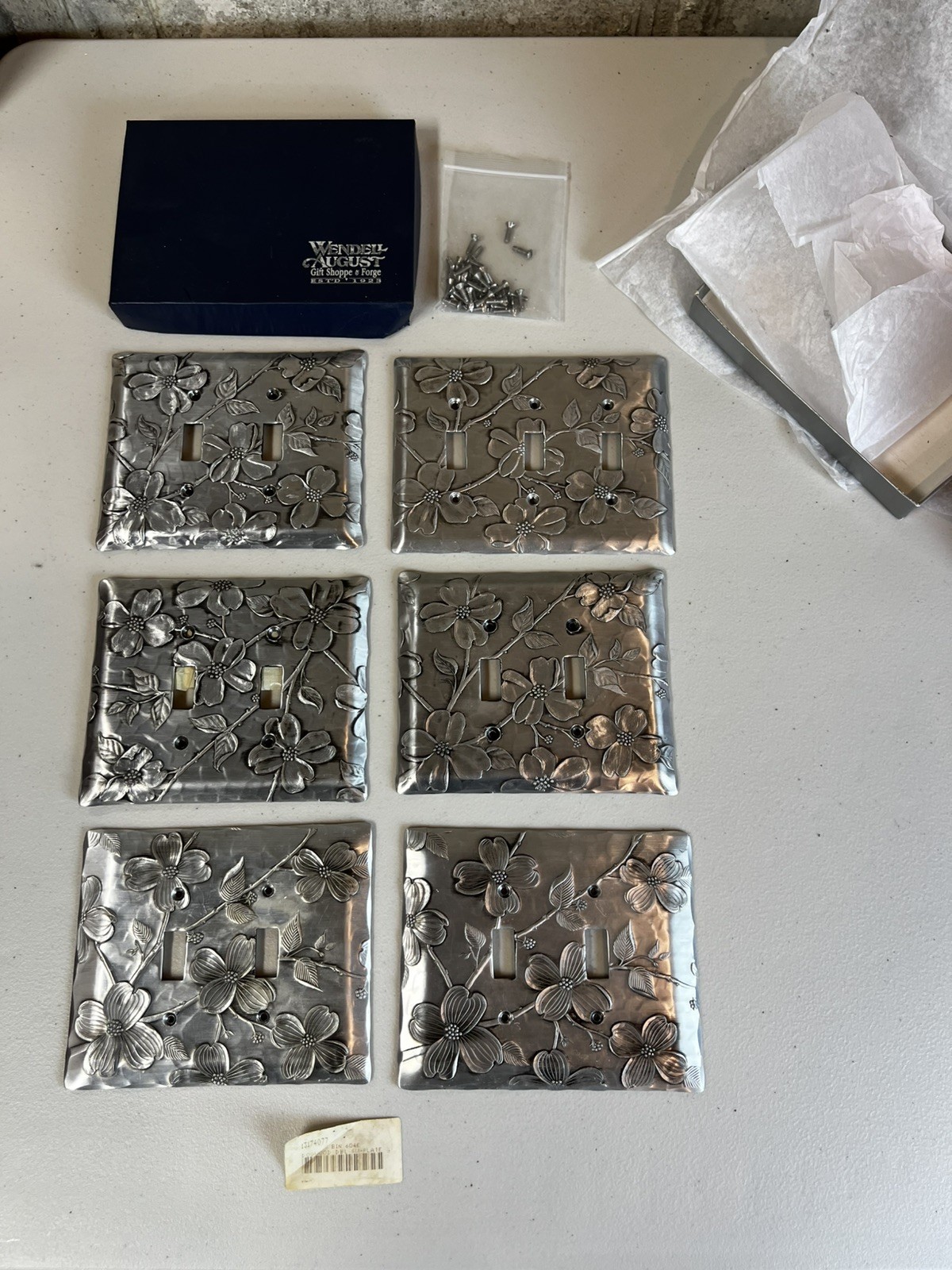 (6) Wendell August Dogwood Design Pattern Forge Aluminum Toggle Switch Plate