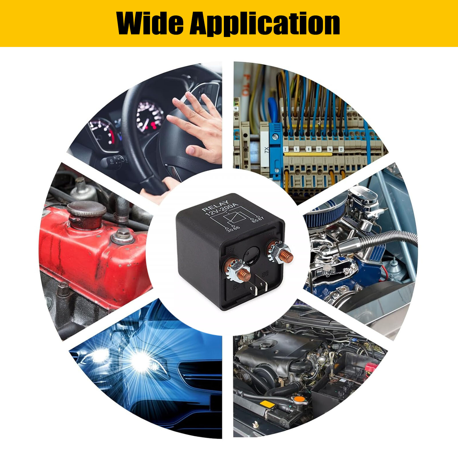 12V DC 200 Amp 4 Pin Split Charge Continuous Duty SPST Relay For Car Starter US