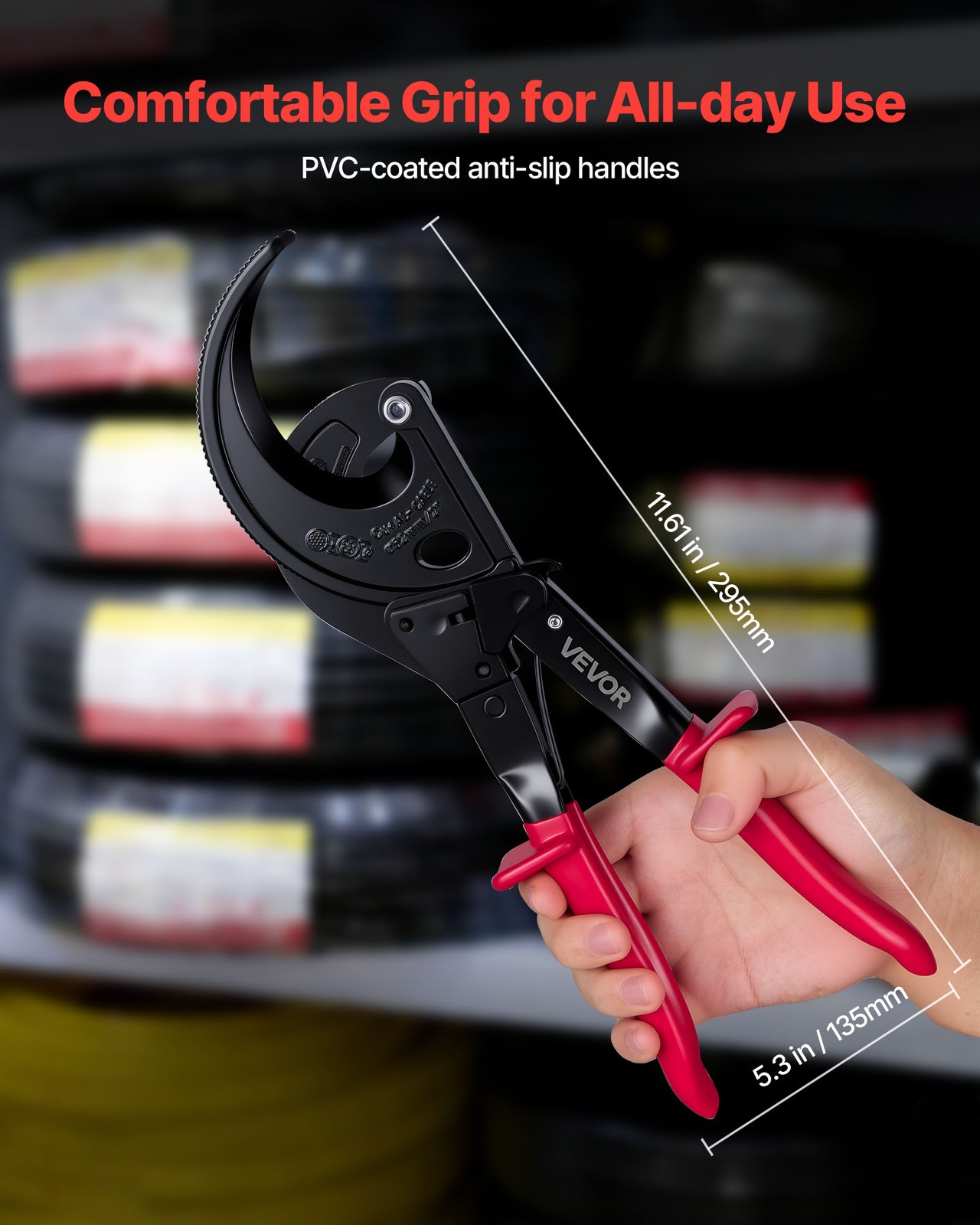 VEVOR Ratcheting Cable Cutter Cutting Copper Aluminum up to 800 MCM / 400 mm²