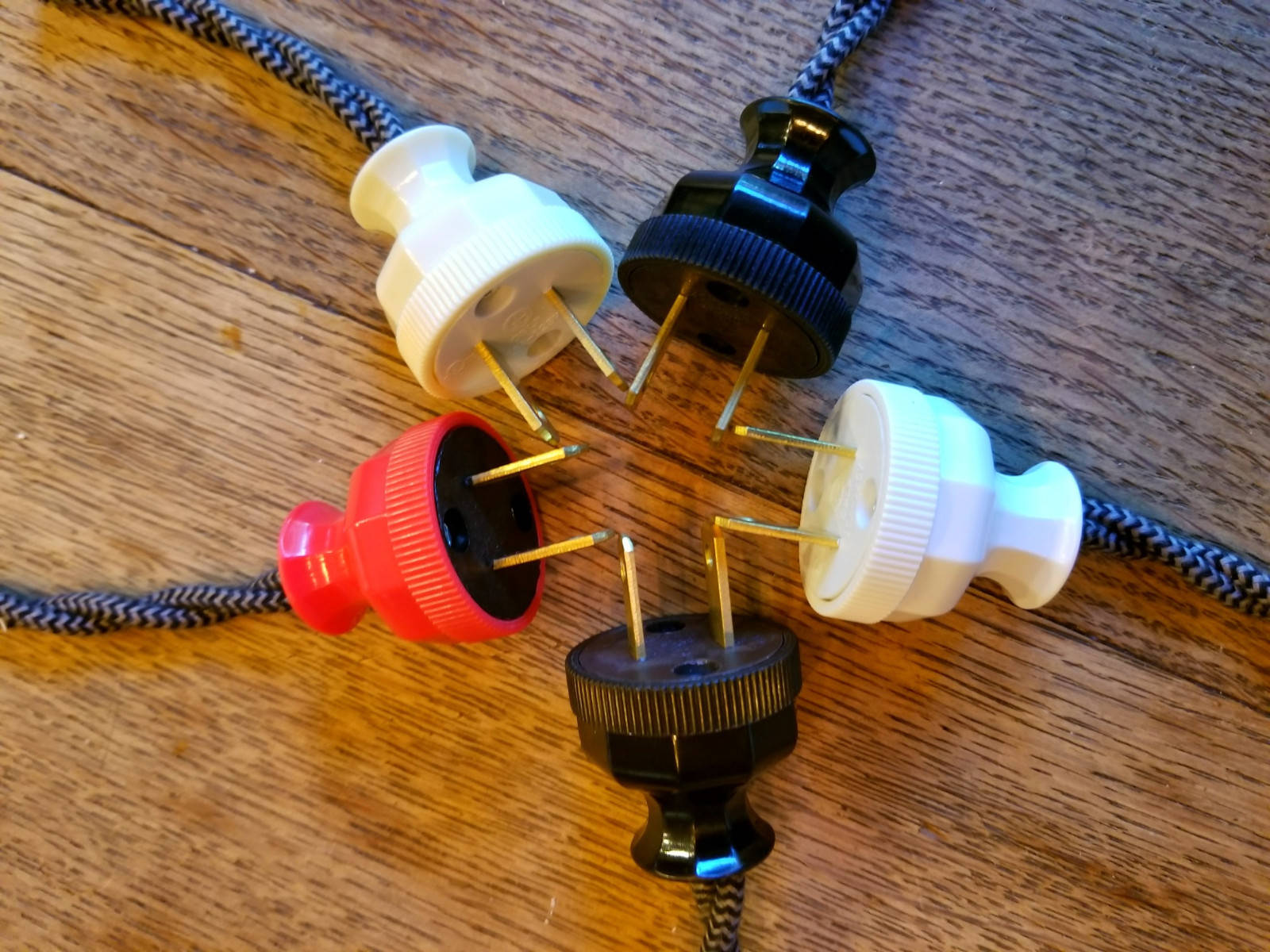 Antique Replica Electrical Plug - Long neck decagon design polarized cord rewire