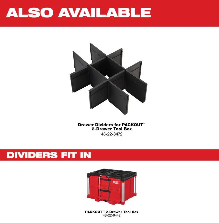 Milwaukee PACKOUT 2-Drawer Tool Box 48-22-8442 w/ Quick-Adjust Dividers US STOCK