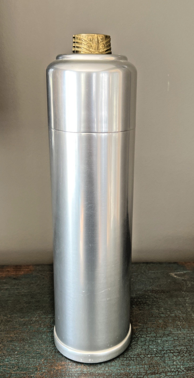 VTG. 1930's ART DECO KENSINGTON ALUMINUM BRASS COCKTAIL SHAKER by LURELL GUILD