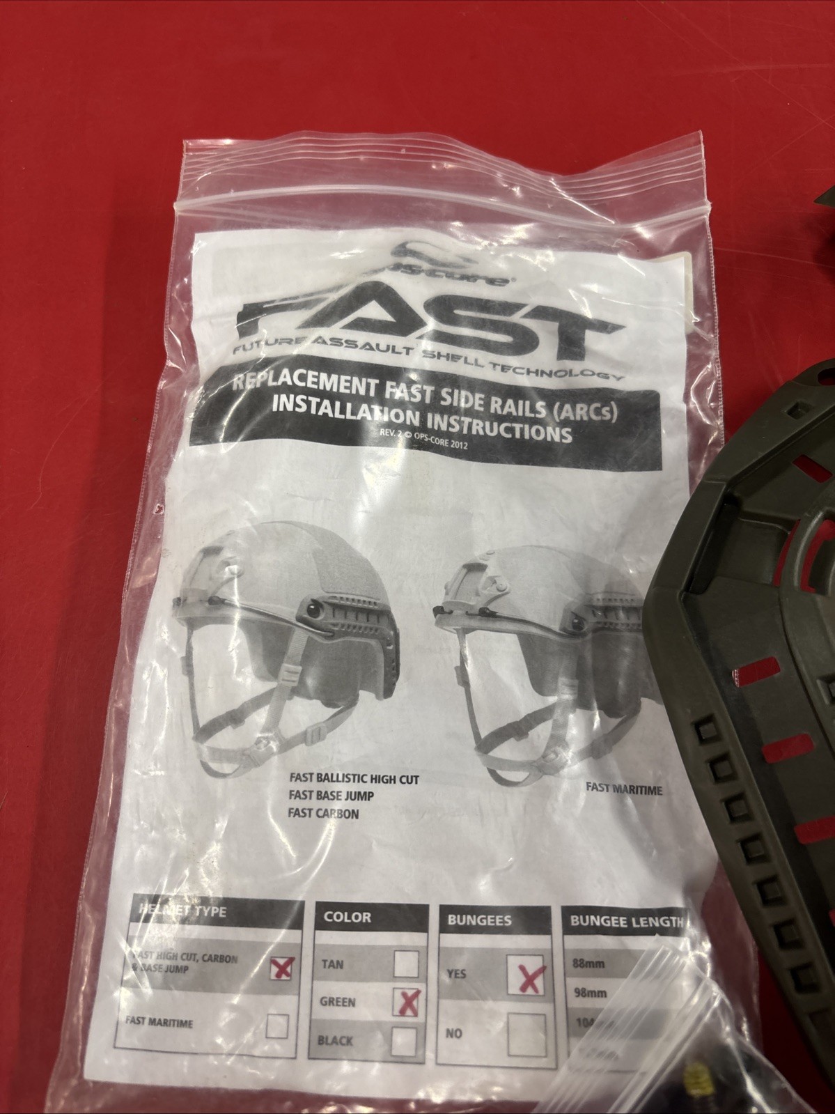 Ops-Core Fast Replacement Side Rails (ARCS) Green M/L