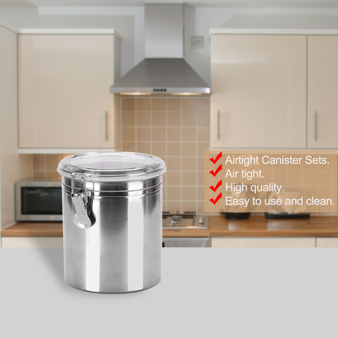 Stainless Steel Airtight Canister Kitchen Counter Food Container Storage 27oz