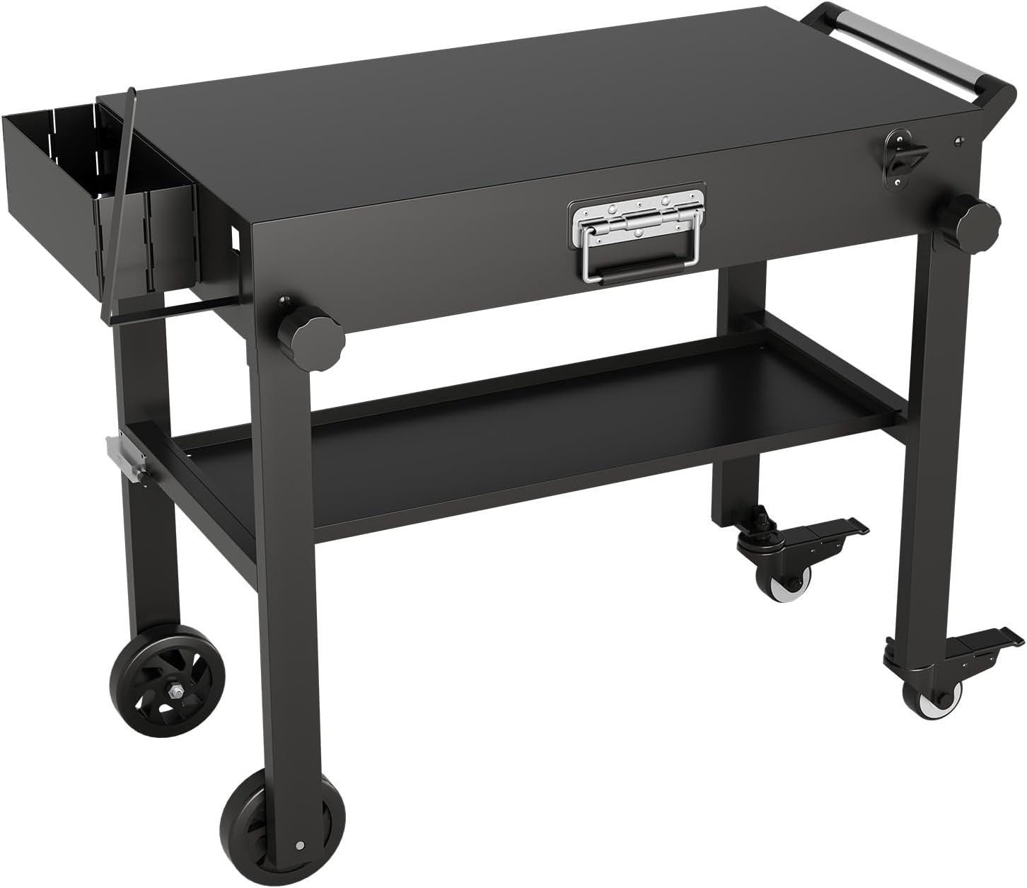 450LBS Portable Outdoor Grill Table Folding Grill Cart BBQ Prep Table w/ Wheels