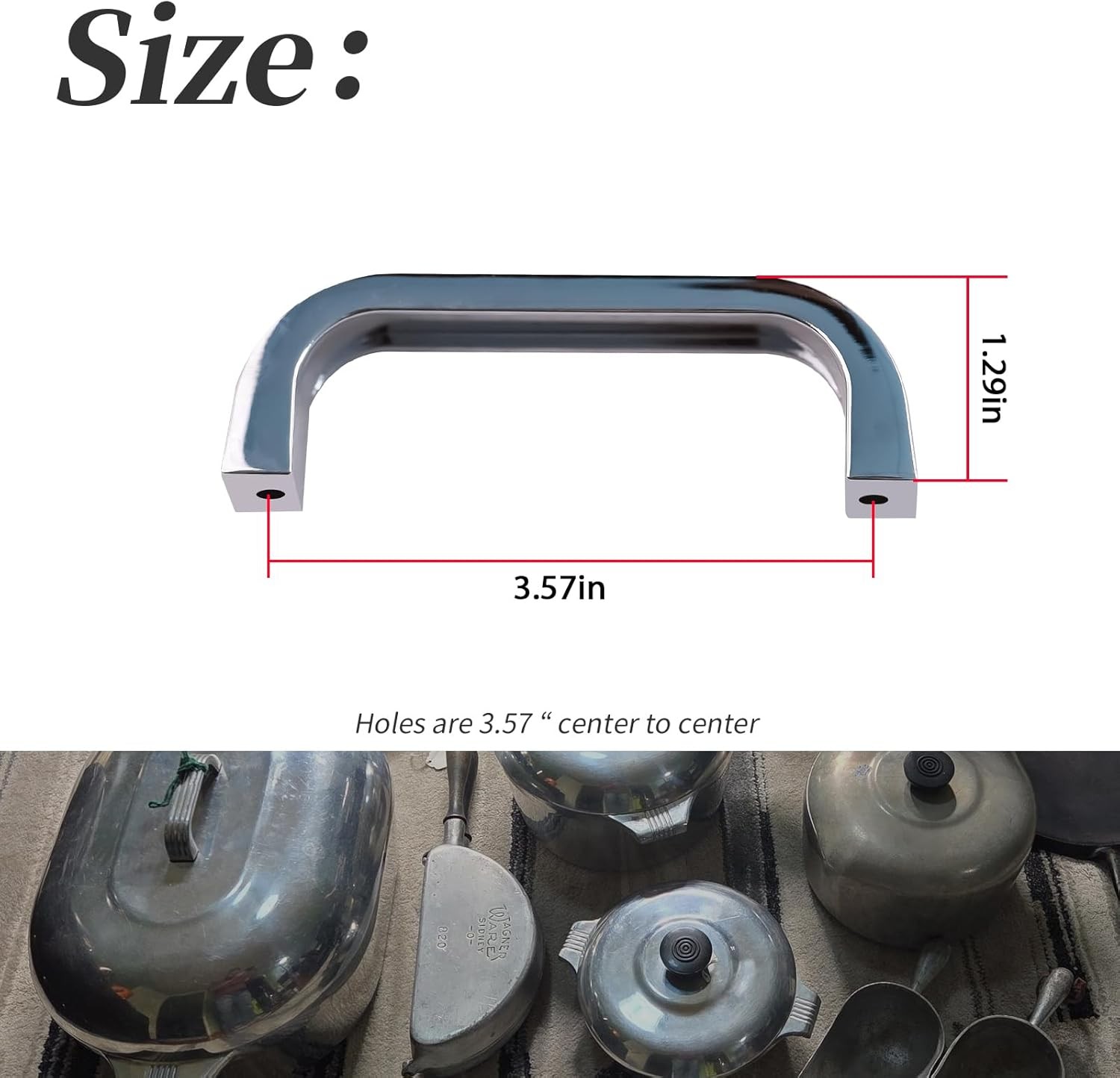 1x Replacement Handle For Magnalite,GHC Roasters,Round Pots 2 Holes are 3.57"