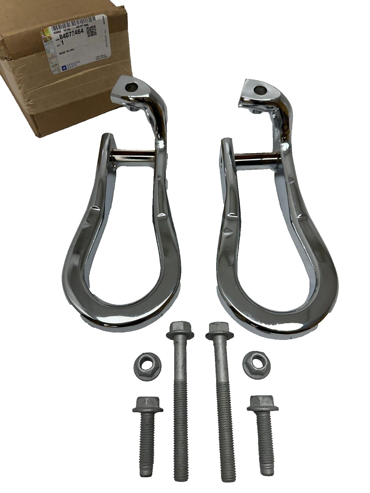 GM Chrome Tow Hooks Set For 2015-2019 GMC Sierra 2500 HD 3500 HD 84072464 NEW