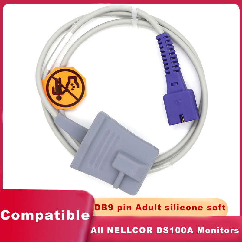Adult Soft Finger Clip SpO2 Sensor Probe 9 Pin 1M Compatible with Nellcor Oximax