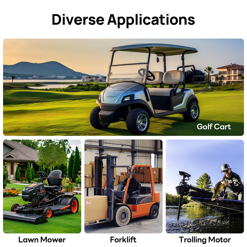 48V 50Ah LiFePO4 Lithium Battery 2560Wh Deep Cycles Built-in BMS For Golf Carts