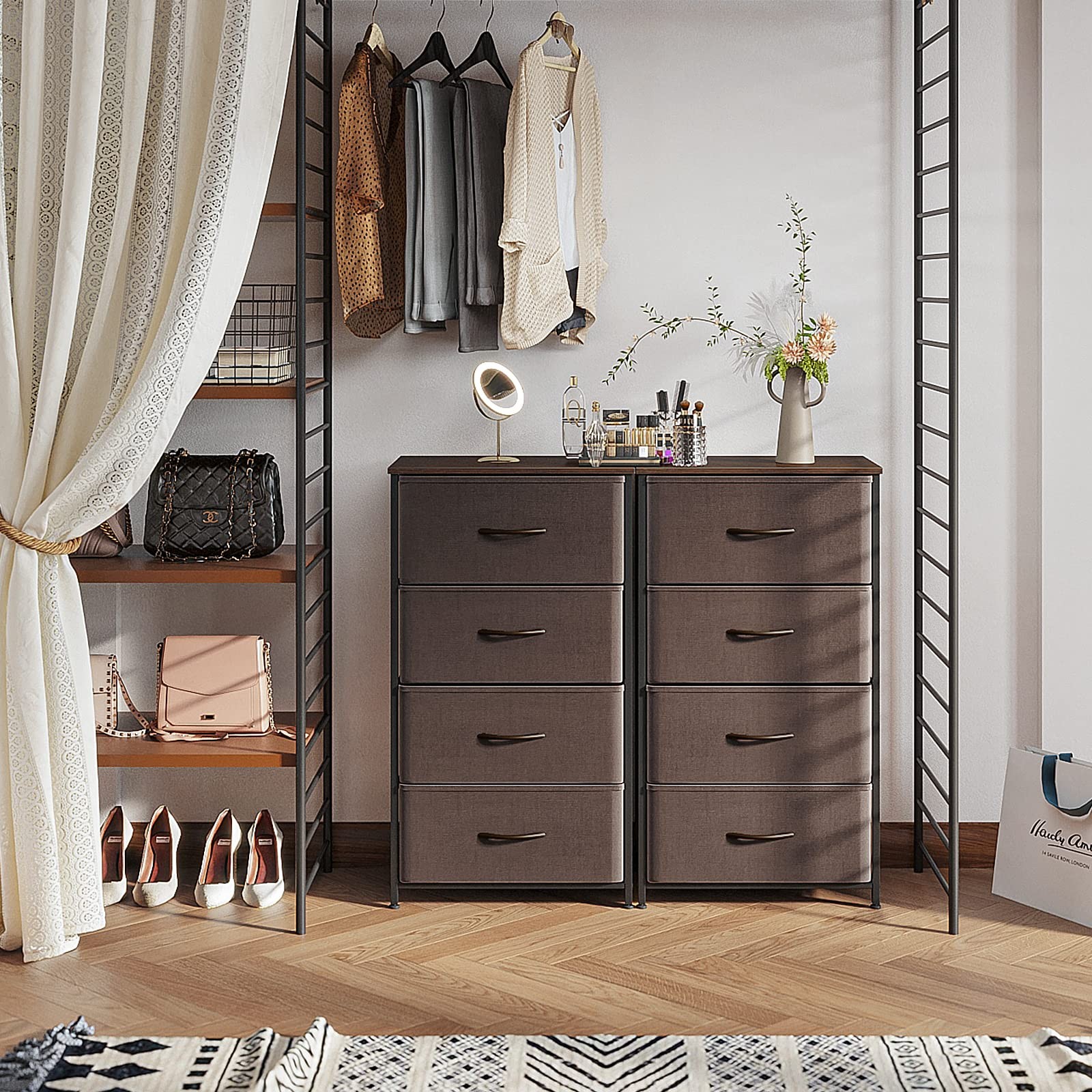 Dresser for Bedroom with 4 Storage Drawers, Small Dresser Chest of Drawers