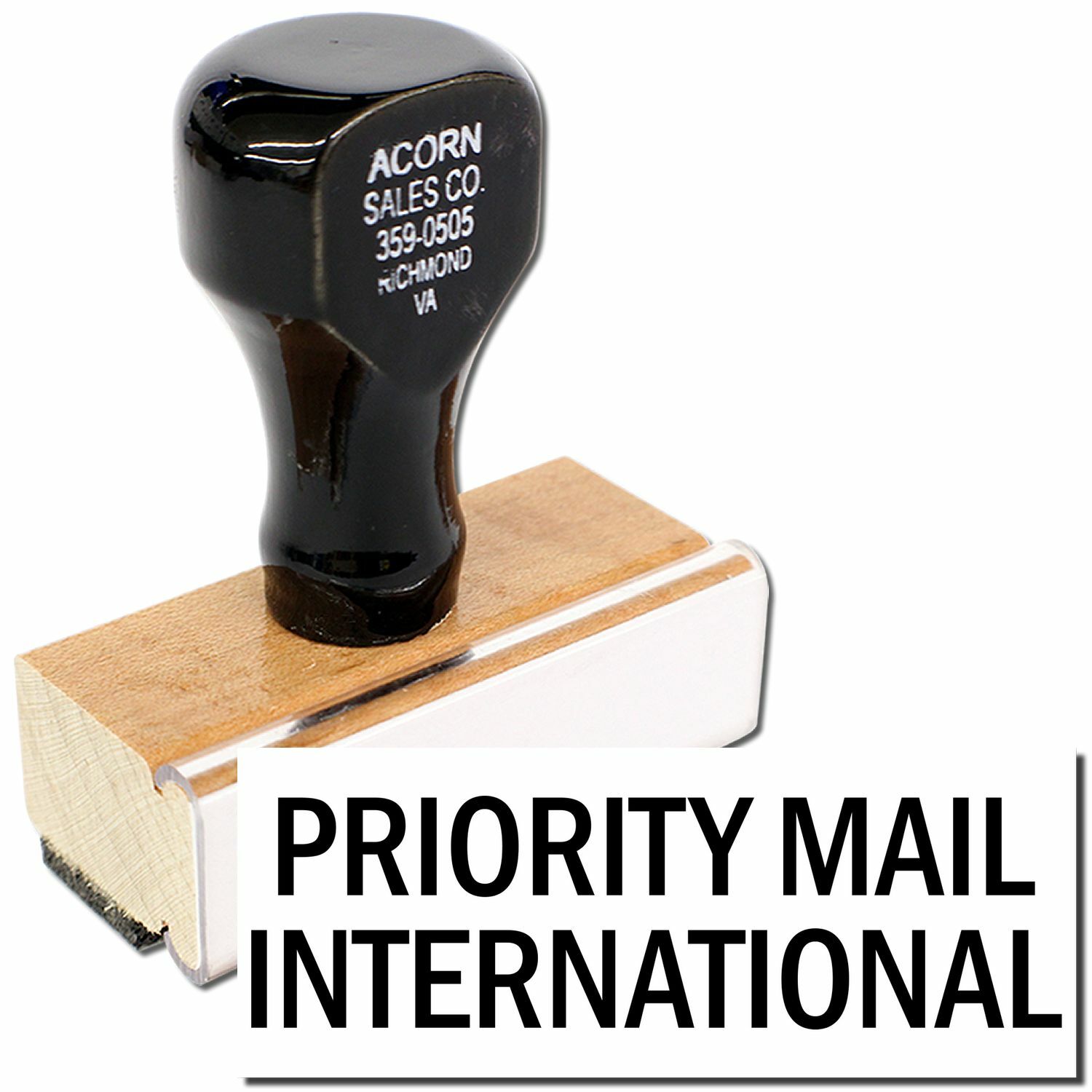 Large Priority Mail International Rubber Stamp 7/8" Tall x 2-1/4" Wide