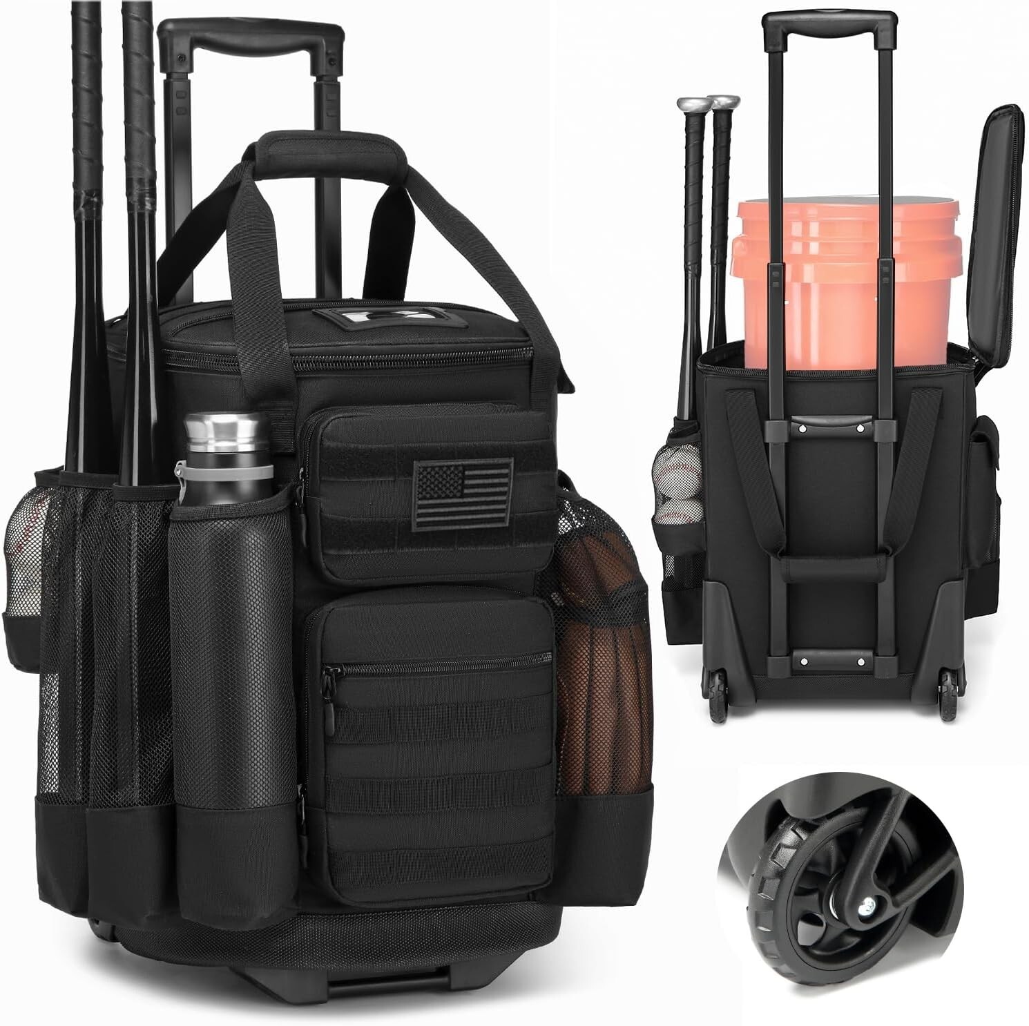 Baseball Bucket Bag with Wheels Coaching Accessories Organizer ( FREE SHIPPING)