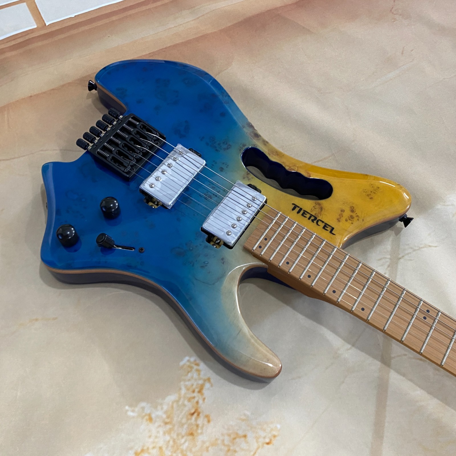 Headless Guitar HH pickups basswood body blue Discount
