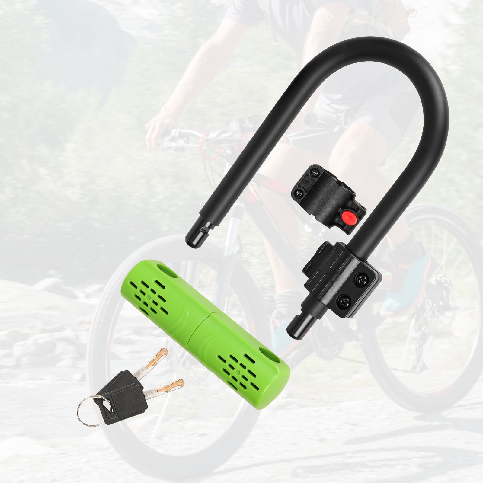 Heavy-Duty Bicycle U-lock Steel Bike Lock Anti Theft w/ lock frame Green Lock