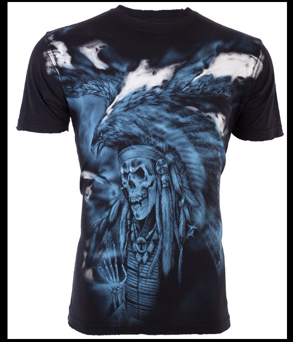 $68 AFFLICTION Black WARRIOR Short Sleeve Slim Fit Y2K T-shirt MMA Elite NWT