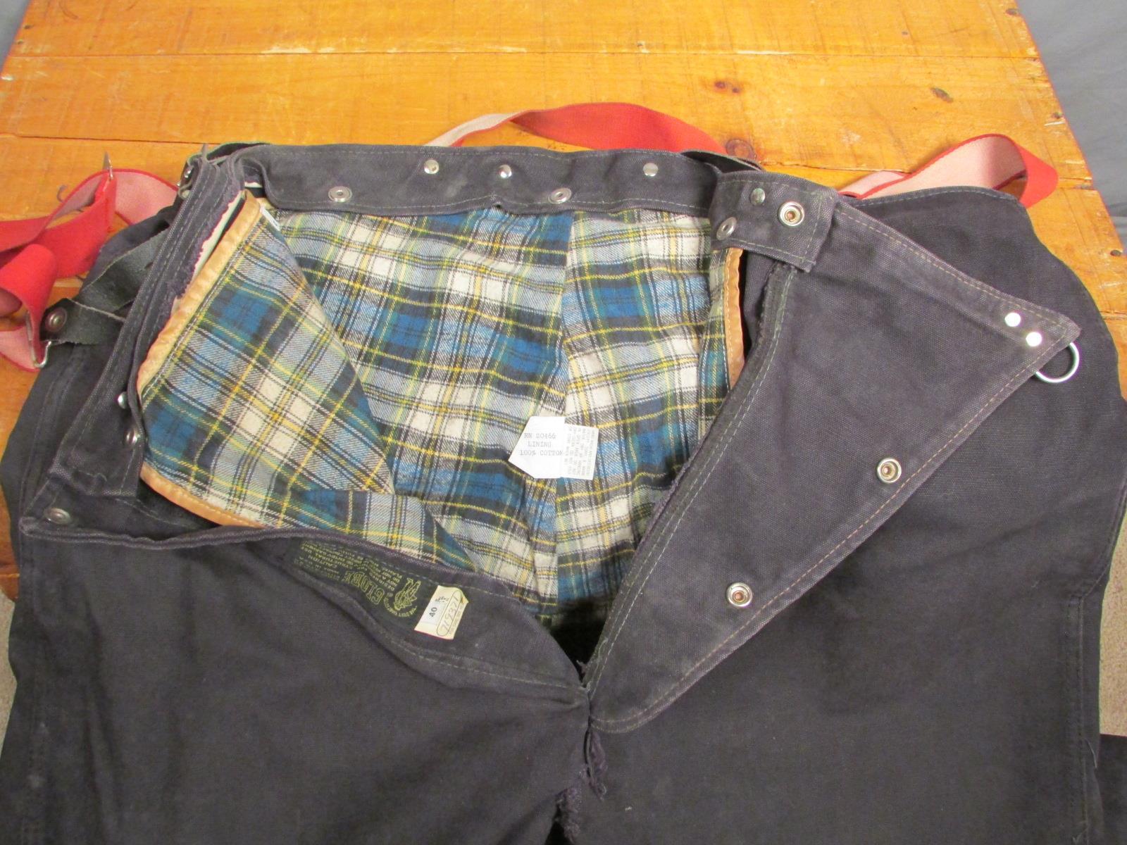 Vintage Globe Mfg. Firefighters Bunker Turnout Gear Pants Suspenders Fireman 40