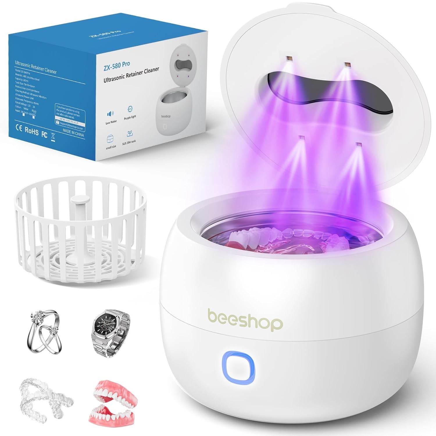 Ultrasonic Retainer Cleaner Machine – 45kHz Dental Pod for Retainers,