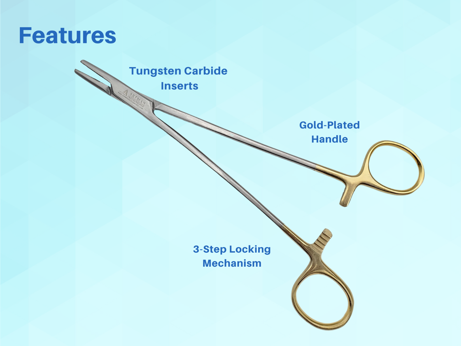 Mayo Hegar Needle Holder 8" Surgical Needle Driver with Tungsten Carbide ARTMAN