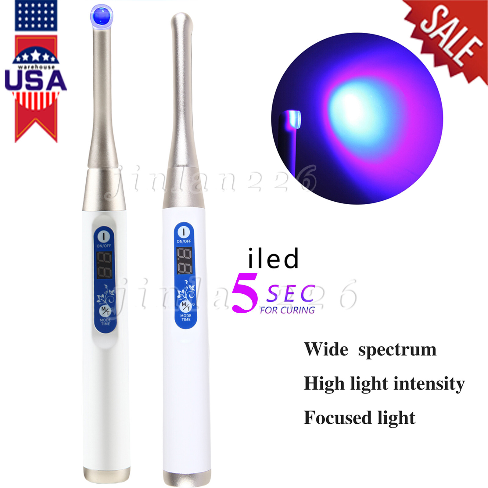 Dental 5Sec LED Curing Light Cure Lamp Wireless Resin Woodpecker Style