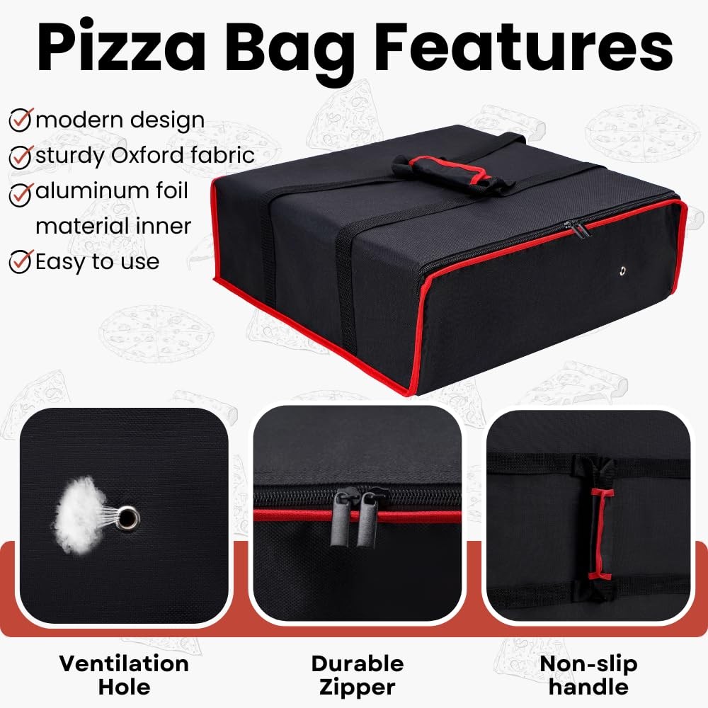 Pizza Bag, Insulated Pizza Bags for Delivery Carry Hot, Large Pizza ...