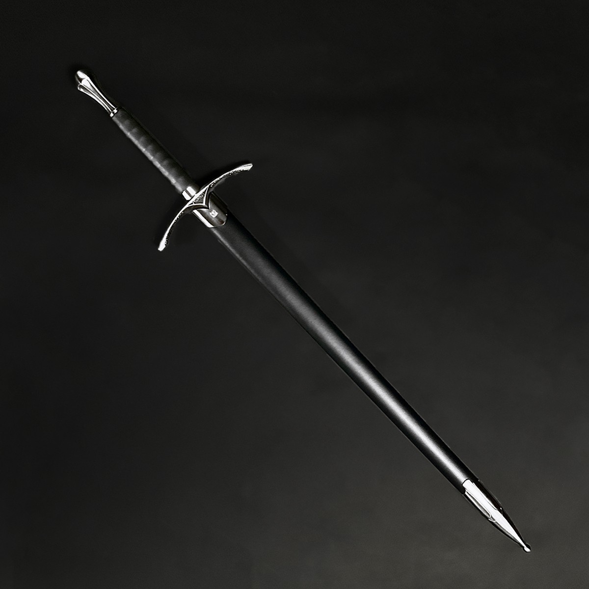 41.25" One Hand Medieval Sword Dull Blade Carbon Steel With Faux Leather Wrapped