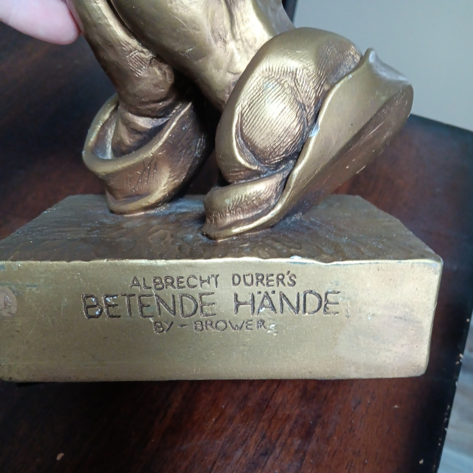 10" 1960 Esco Albrecht Durer's Betende Hande By Brower Praying Hands Sculpture