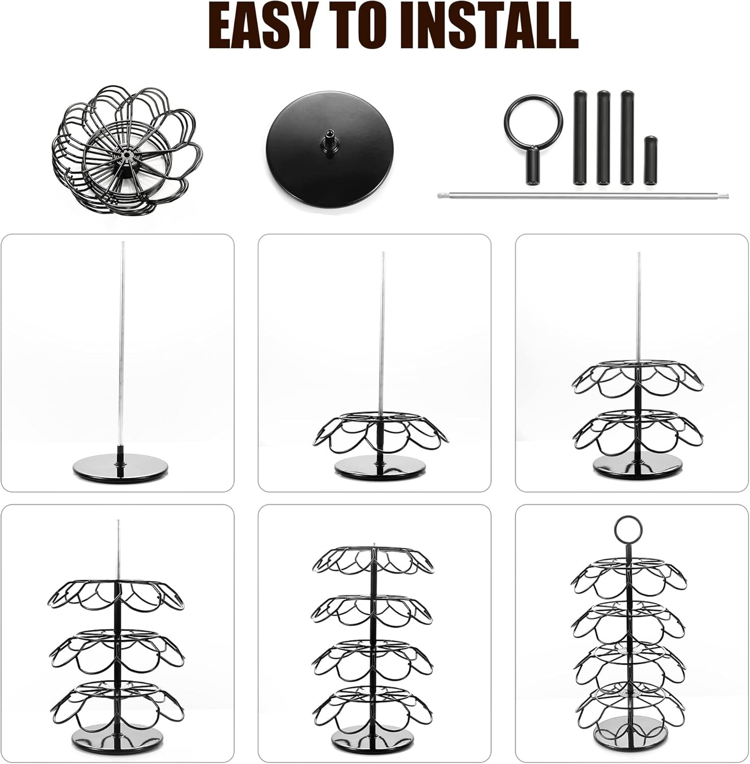 4-Tier K-Cup Holder Compatible with 36 K-Cups, Coffee Pod Carousel Storage Stand