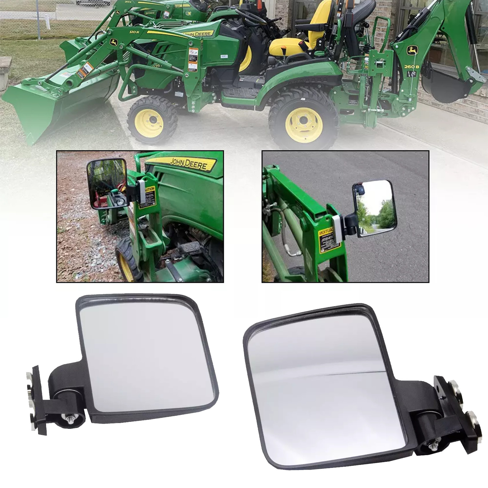 For Kubota BX B John Deere 1025R Crawler Magnetic Tractor Mirrors Pair 228LB