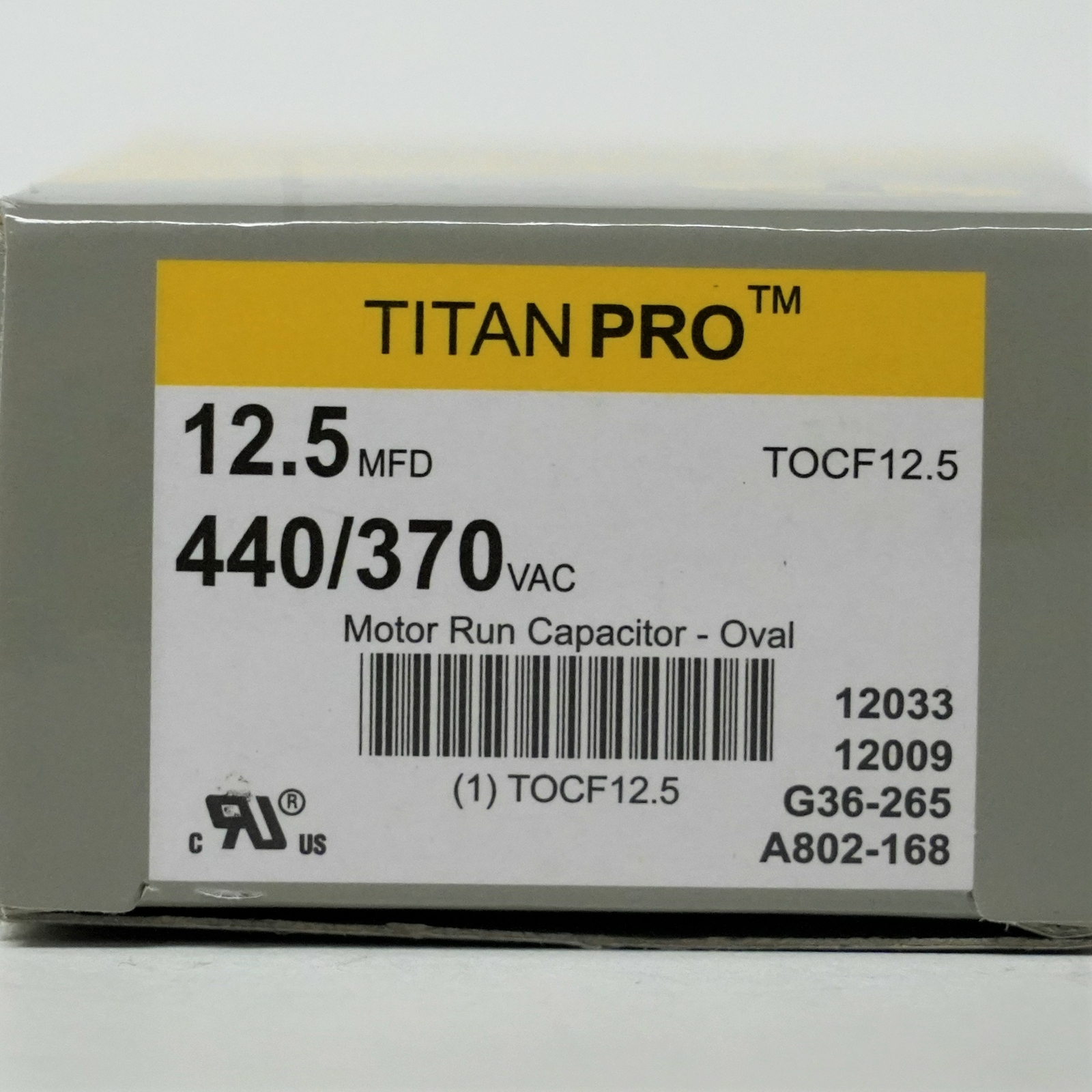 TitanPro TOCF12.5 HVAC Motor Run Oval Capacitor 12.5 MFD/UF 440/370 Volts