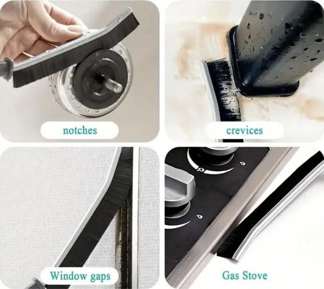 6pcs Long‑Handle Crevice Cleaning Brush – Stiff Bristles for Hard Grooves - NEW