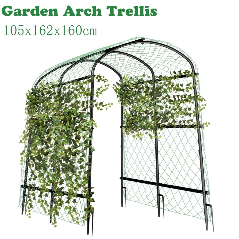 Garden Trellis Tall Cucumber Trellis Arch for Climbing Plants w/ Trellis Netting