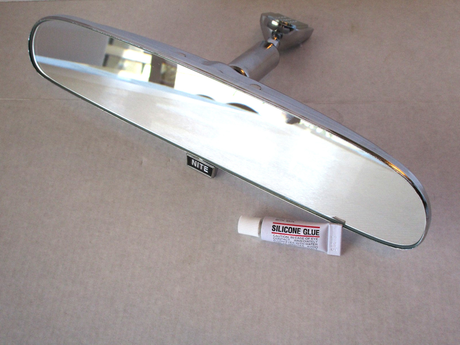 CHROME REAR VIEW MIRROR DAY NIGHT UNIVERSAL WINDSHIELD MOUNT HOT ROD CAR #6065X