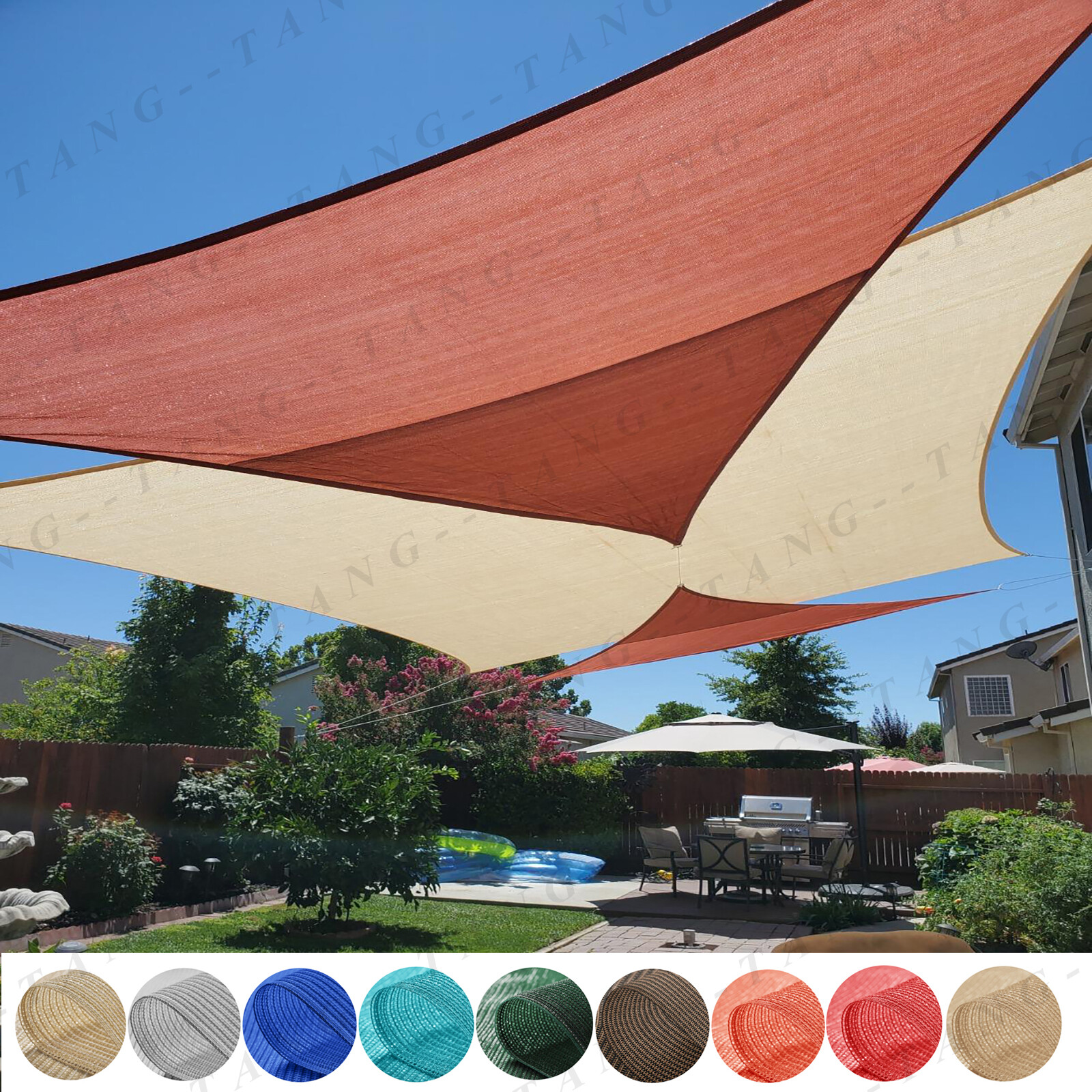 Outdoor Sun Shade Sail Rectangle Permeable UV Patio Garden Canopy Shelter Cover