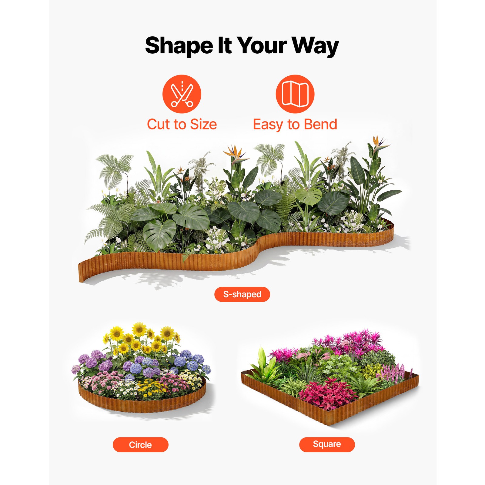 Uimoso Carbon Steel Garden Edging 40 ft x 6 in Metal Landscape Border