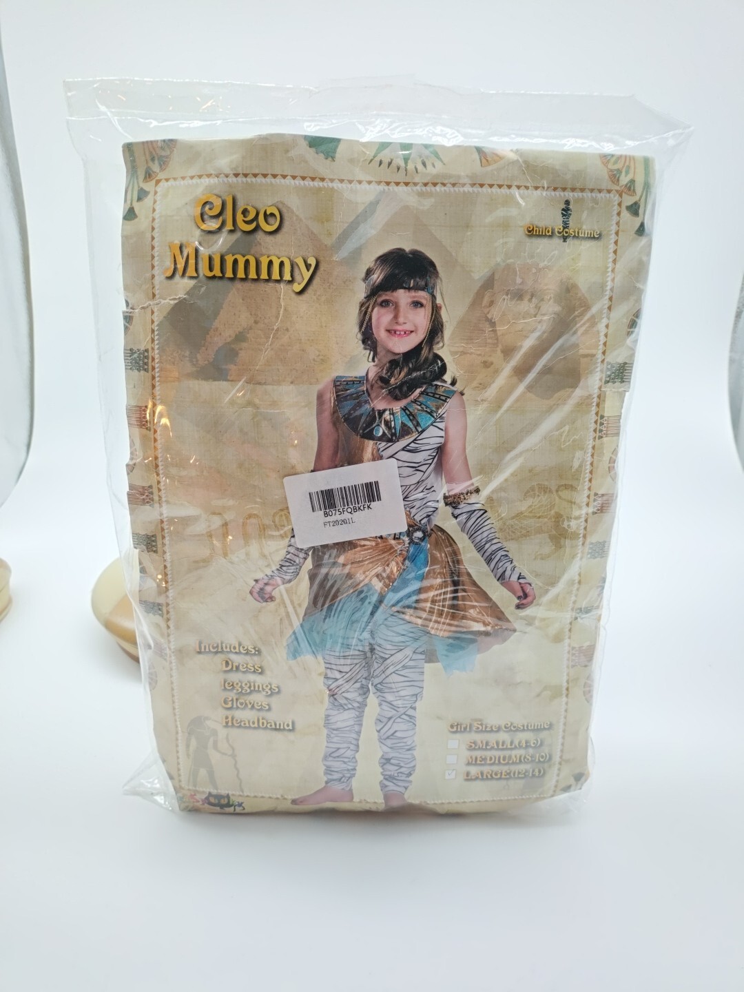 Cleo Mummy Egyptian Halloween Costume Girls Size L 12-14 Dress Leggings Set New