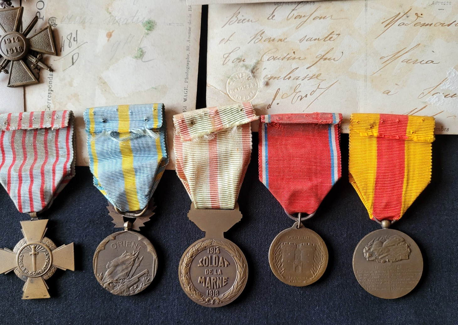 WW1 Original set French Military Medals 1914 1918 Orient Marne Verdun St Mihiel