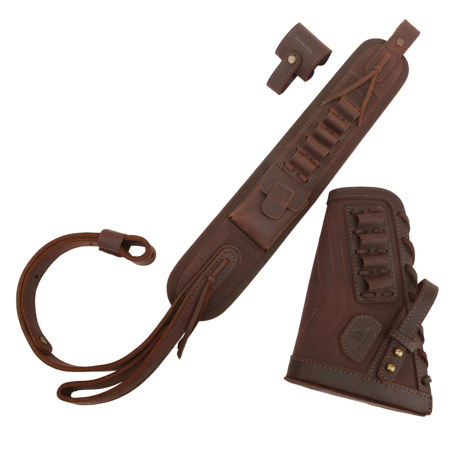 No Drilling Leather Rifle Buttstock, Sling Straps with Sling Loop for .308.22LR