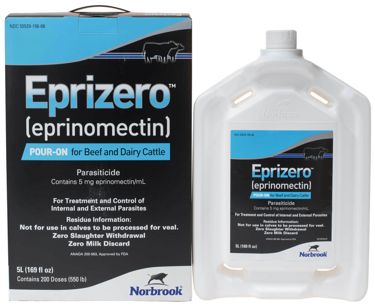 Eprizero Eprinomectin Pour On 5 Liter Cattle Wormer Parasites Zero Withdrawl