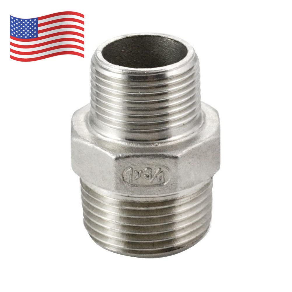 1" to 3/4" inch male NPT Hex Reducer Adapter Nipple Stainless Steel 304