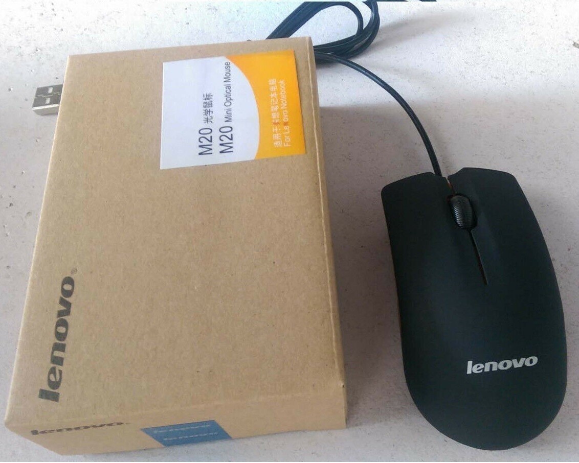 Lenovo M20 Mini Business Portable USB Wired Optical Mouse For PC Laptop Computer