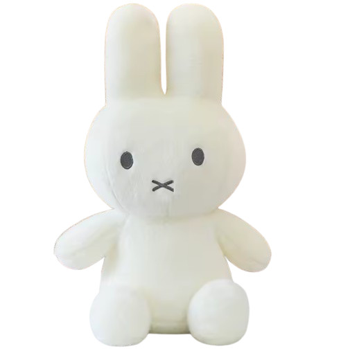 (Set of 2) Miffy Plush Rabbit White Pink Furry Sitting BBF Toy Pillow Home Toy
