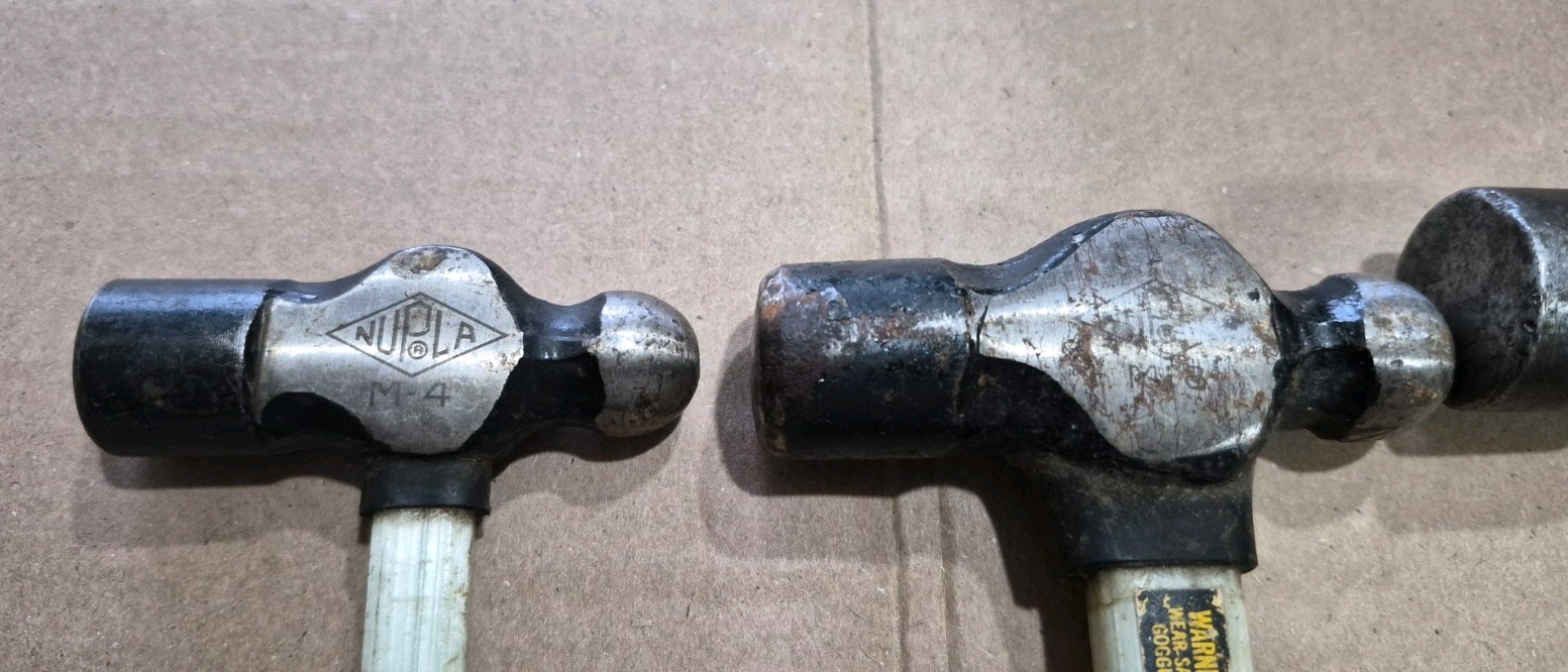 Nupla Ball Peen Hammer Set 4, 8, 12, 16, 32oz Fiberglass Handles Ex. Condition