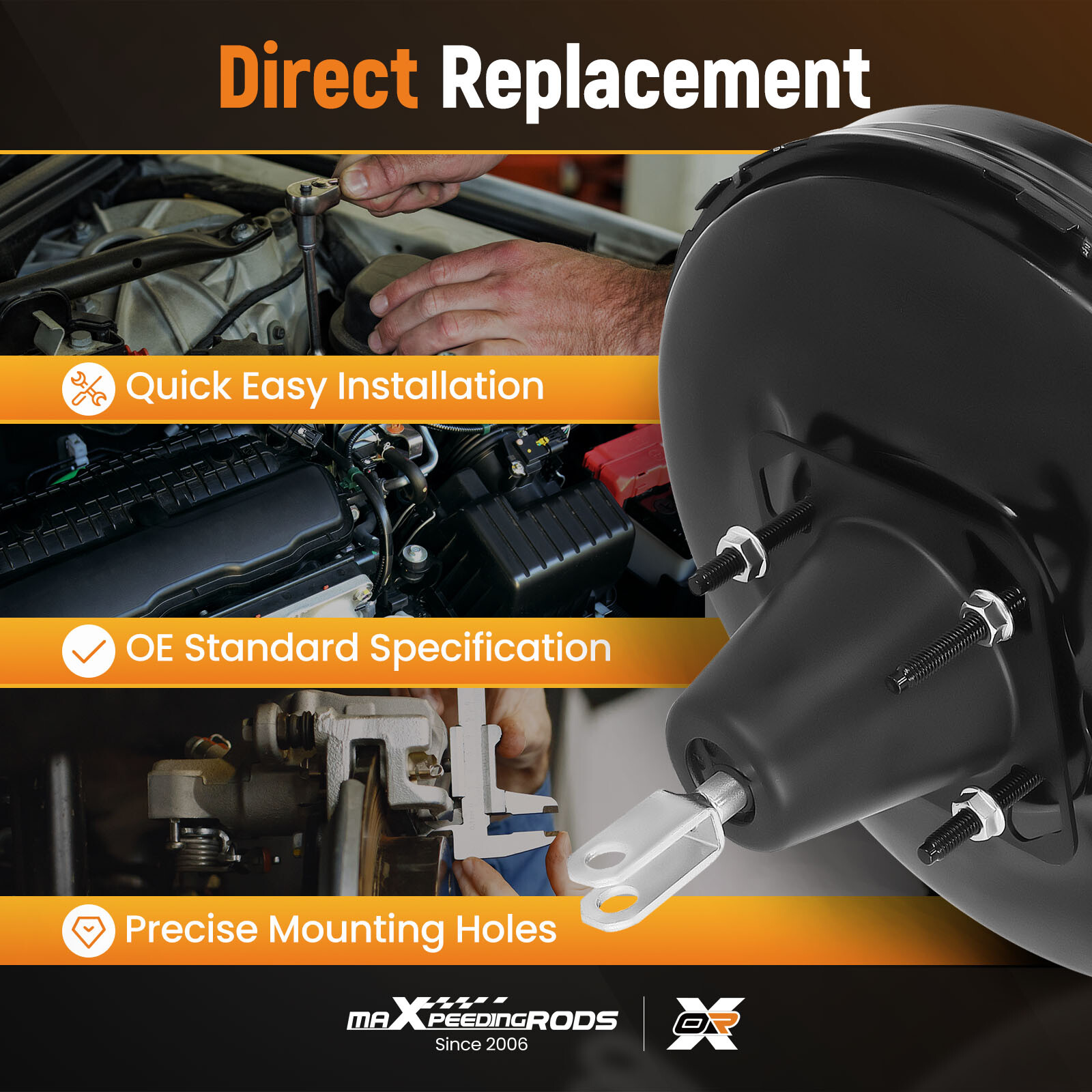 Power Brake Booster Vacuum For Ford Edge 2011-2014 54-72020 5472020