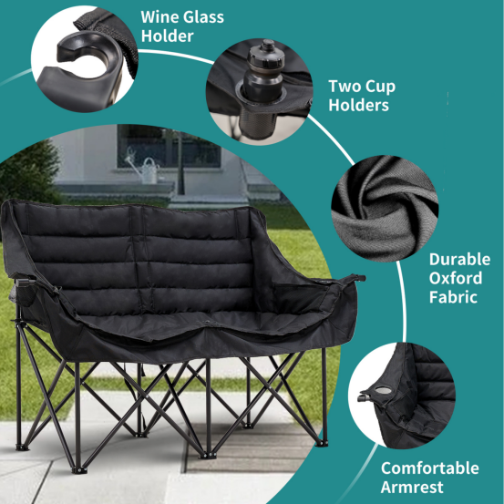 NAIZEA Oversized Fold Up Double Camping Chair 2 Person Camping Chair Loveseat
