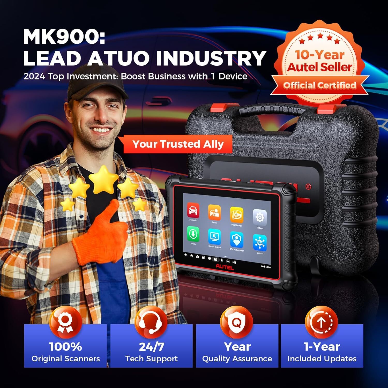 2024 Autel MaxiCOM MK900 MK900BT MX900 Auto All System Diagnostic Scanner Tool