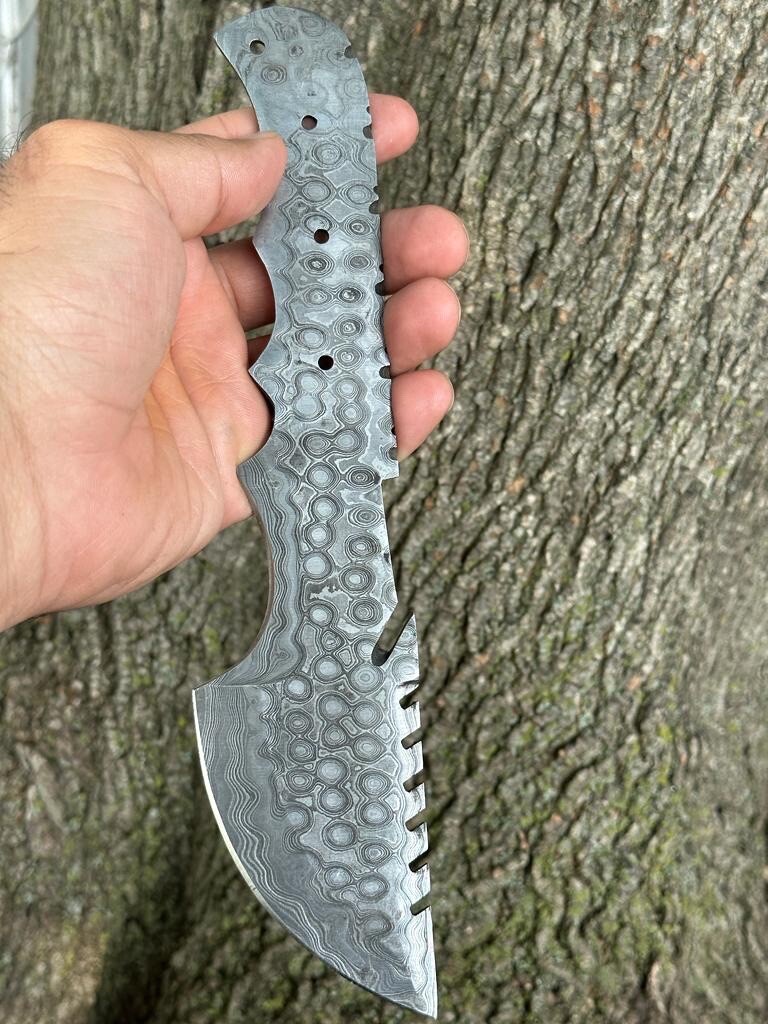 Custom Damascus Steel Hunting Tracker Fixed Blade Knife Blank Blade Full-tang