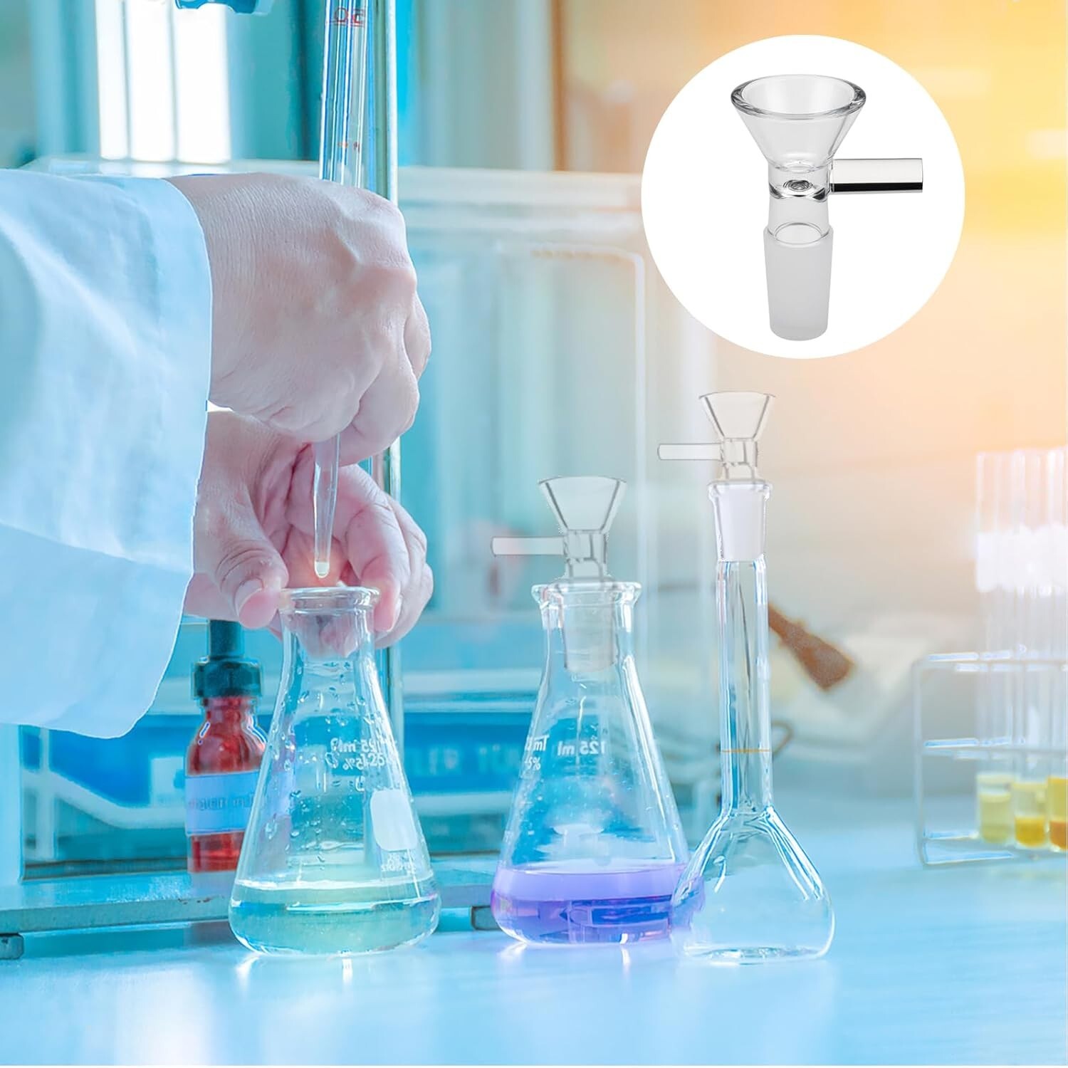 90° Glass Ash Catcher Glass Hookah Attachment for Water Pipe Smoking , Set of 4.