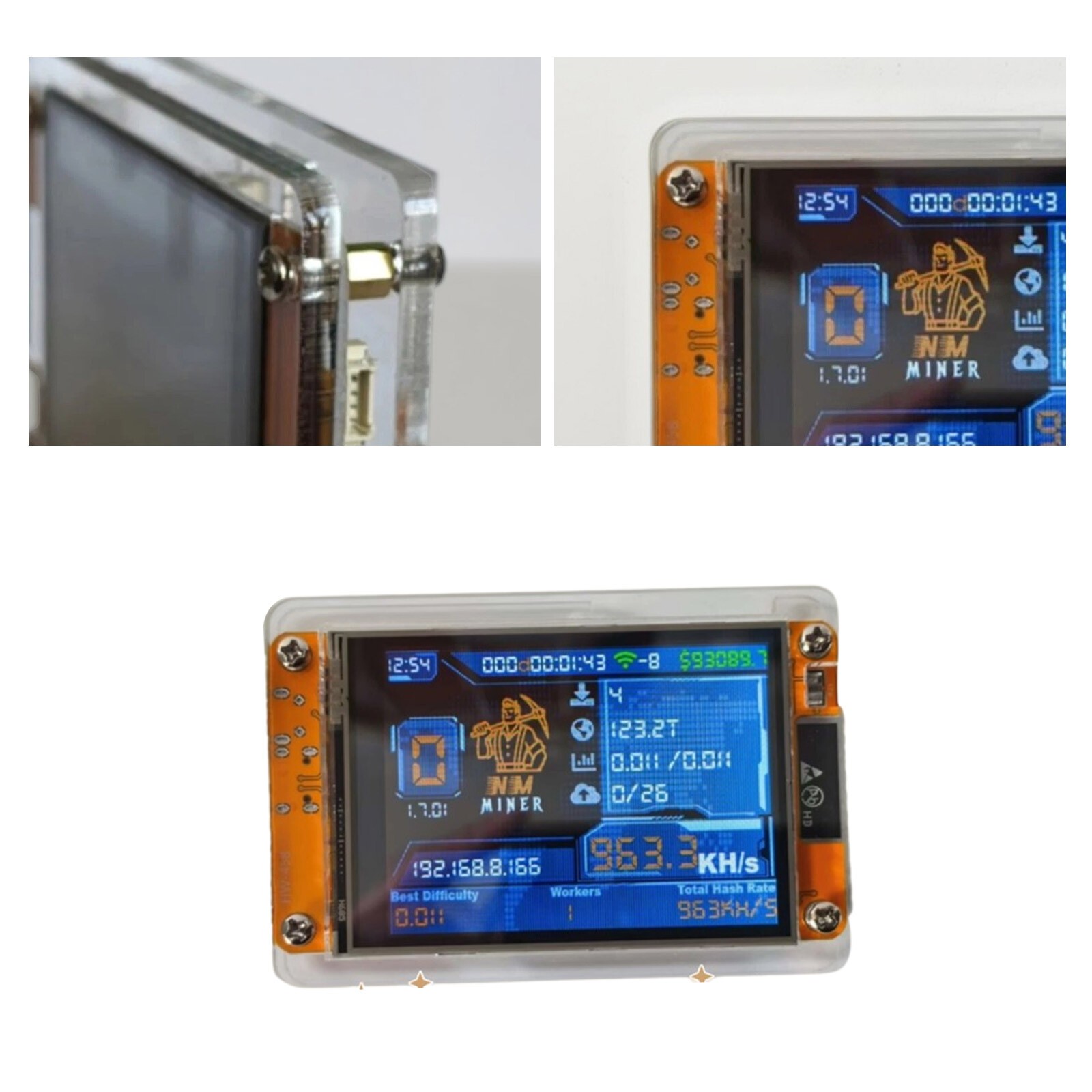 NMMiner 2.8 inch 1000K Hashrate BTC Solo LotteryCrypto Bitcoin Miner Solo Mini6i