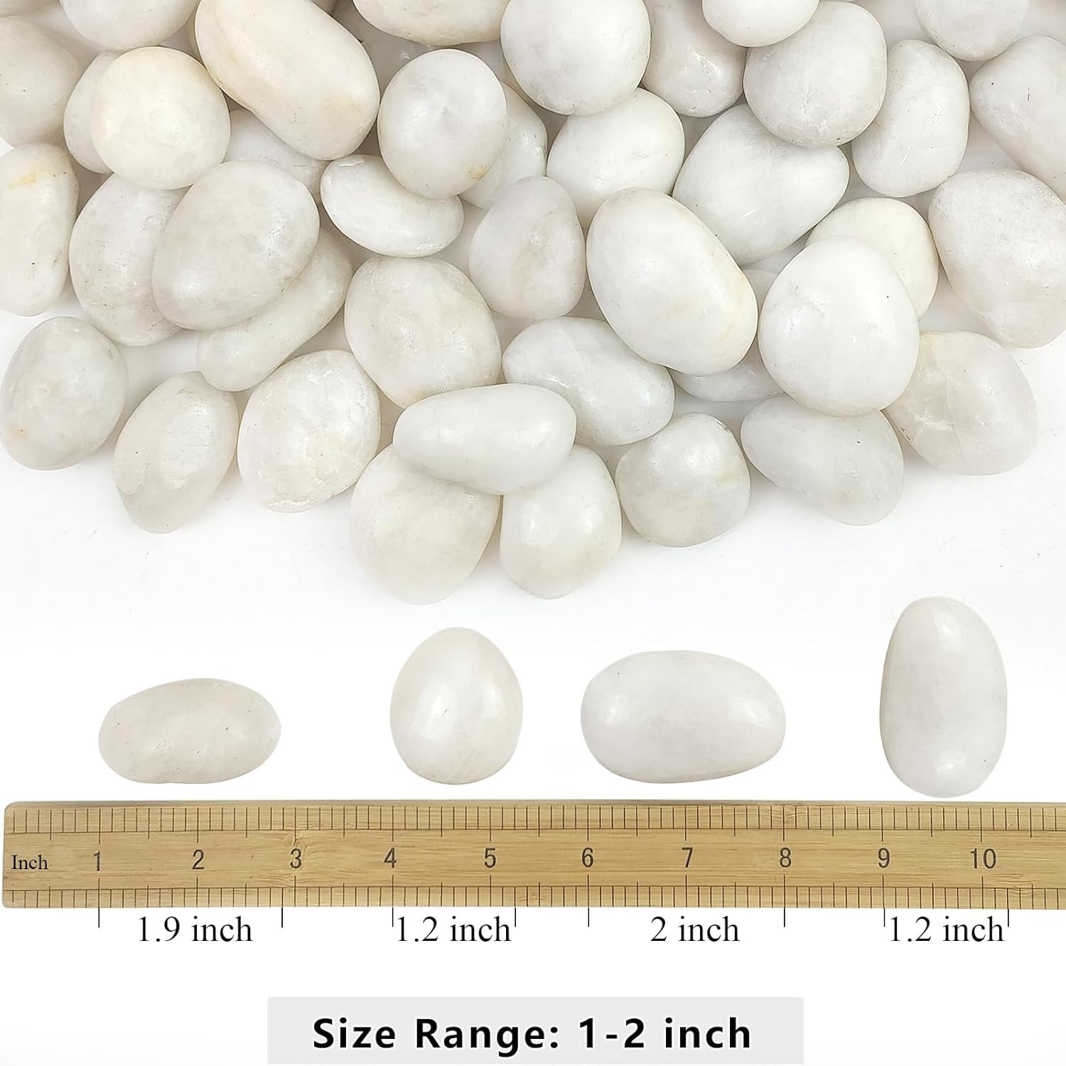 2Lbs White River Rocks, 1-2 Inch Natural Pebbles for Indoor Plants, High Polishe
